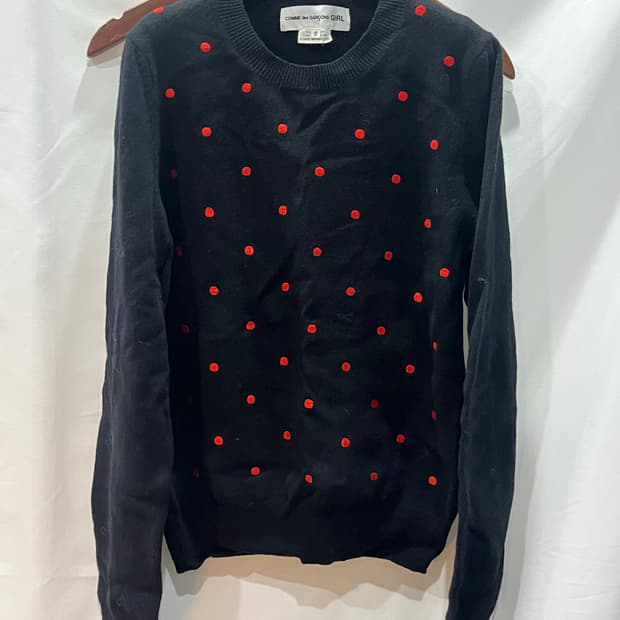 꼼데가르송 걸 블랙 도트 니트 S
