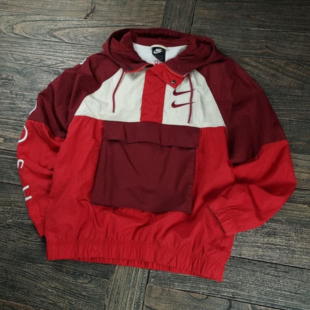 [나이키] 더블 스우시 프린팅 후드 바람막이 아노락 자켓 M19021