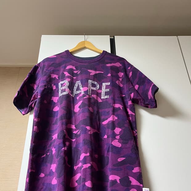 [L] 베이프 2000s OG 퍼플 네이비 카모 반팔 티셔츠
