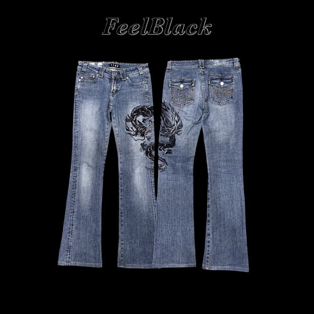 Dragon Embroidered Vintage Denim 