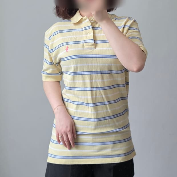 [프립]폴로 랄프로렌 스트라이프 반팔 카라티 옐로우