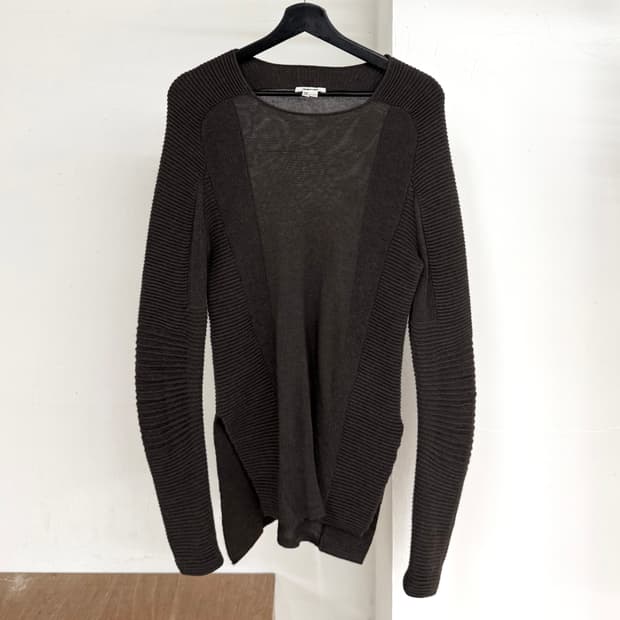 핼무트 랭 브라운 알파카 실크 블렌드 스웨터