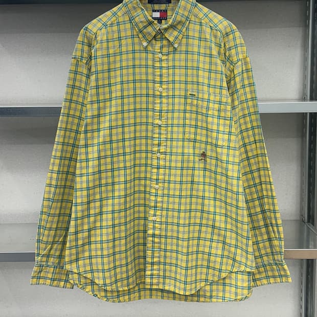 (2XL)90'S 타미 체크 셔츠-M861
