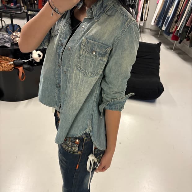 SACAI LUCK denim hybrid shirt 