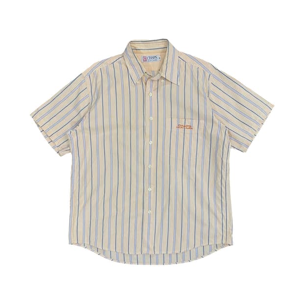 Chaps Ralph Lauren 레드 로고 자수 스트라이프 반팔 셔츠