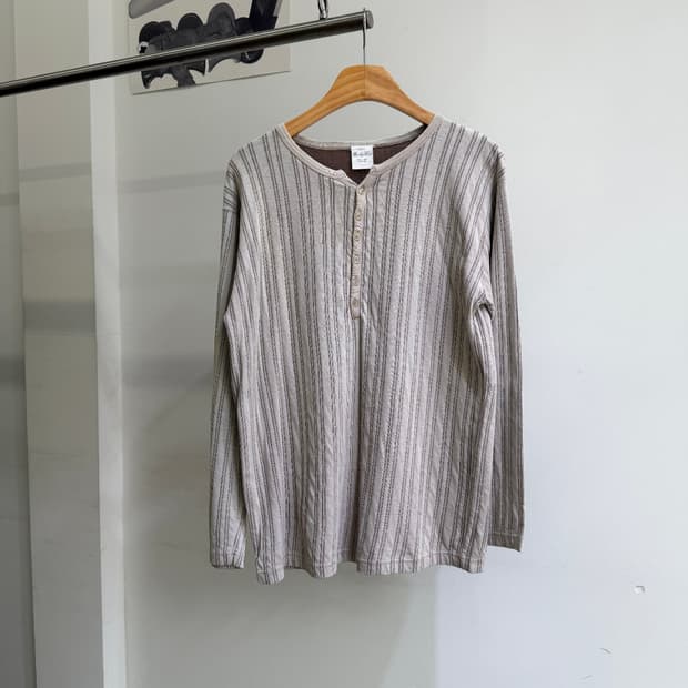 JAPANESE BRAND 스트라이프 헨리넥 롱슬리브 