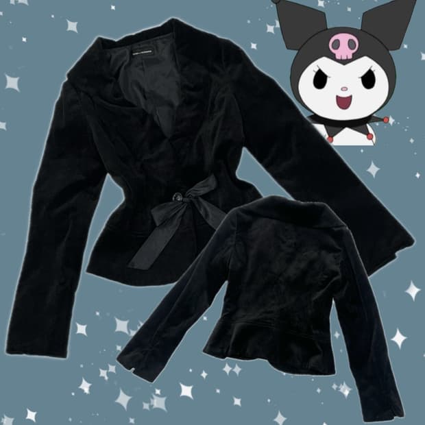 고스로리 공겜 여주 벨벳 리본 허리 포인트 블레이저 자켓 데빌 지뢰계