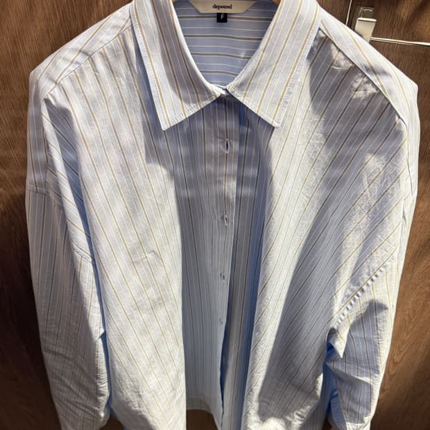 드파운드 depound 여성 오버핏 스트라이프 셔츠 하늘색 F