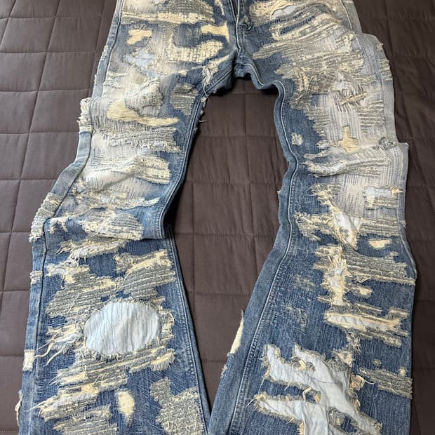 BORO DETAIL SLIM FLARED JEANS size 2