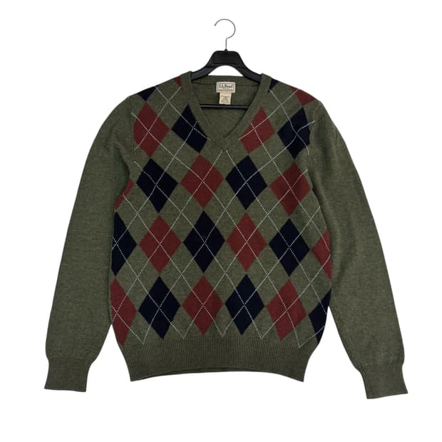 엘엘빈 램스울 아가일 v넥 니트