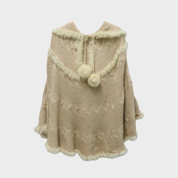 DOSCH 퍼 배색 울 니트 케이프 62693