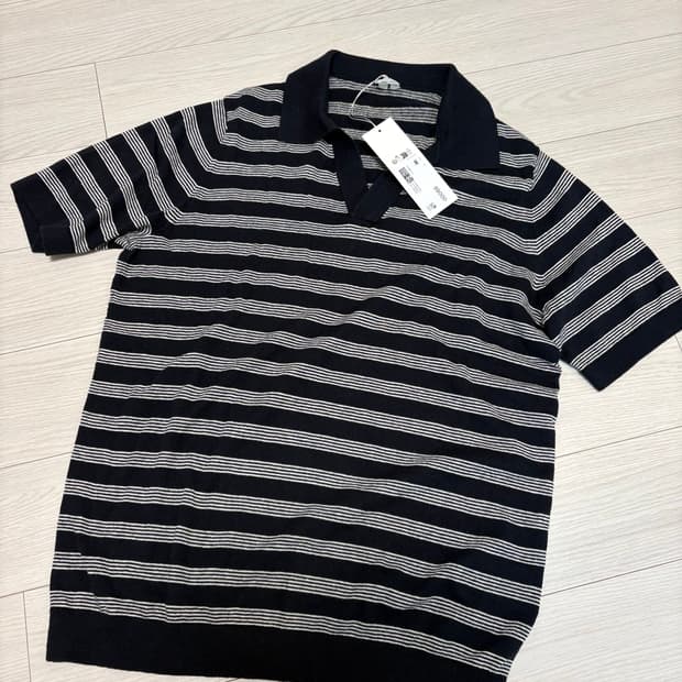 아르켓 스트라이프 코튼 린넨 폴로 셔츠 XS(95사이즈)