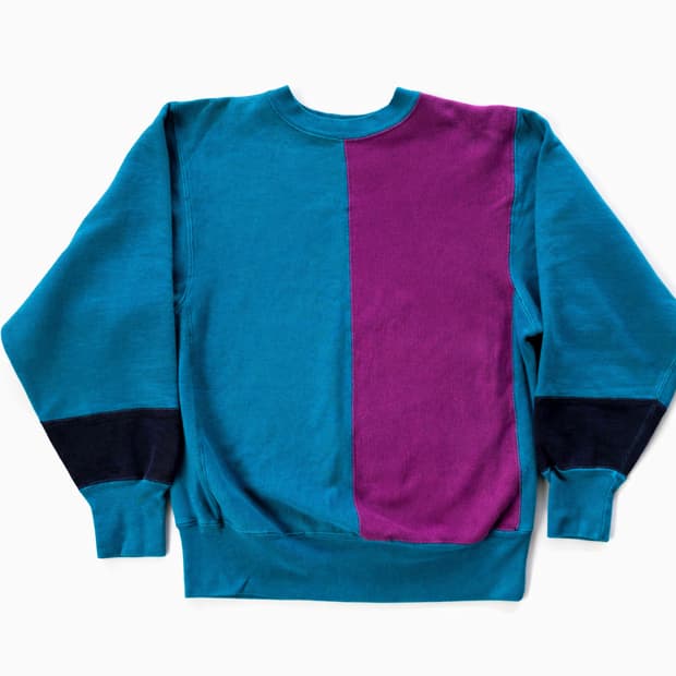 Rare 90s 챔피온 컬러 블럭 리버스위브 스웻셔츠 L