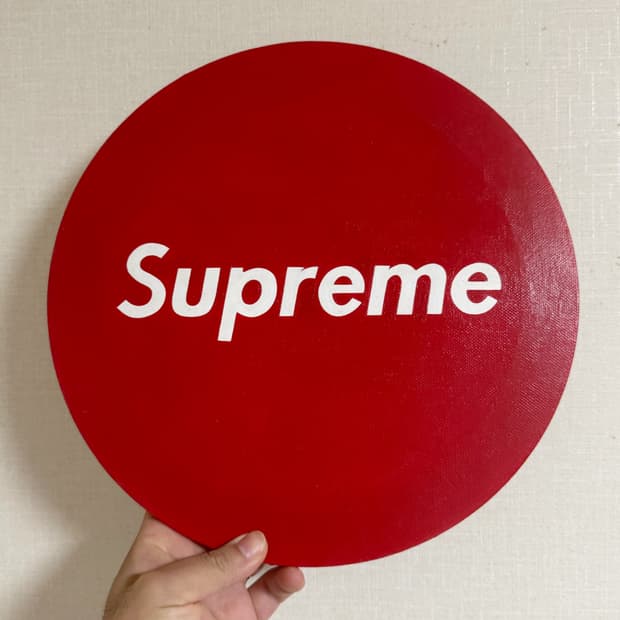 직접 그린 슈프림 로고 캔버스 원형 액자 판넬 30cm