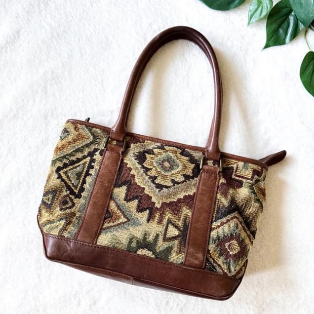 엘엘빈 빈티지 태피스트리 레더 토트백 90s 28cm 너비