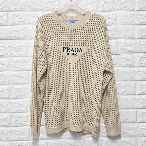 택포) 프라다 아이보리 메쉬 니트 M