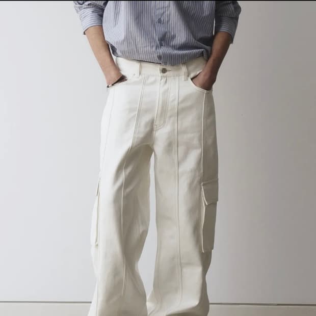 메종미네드 유틸리티 카고 팬츠 화이트 46