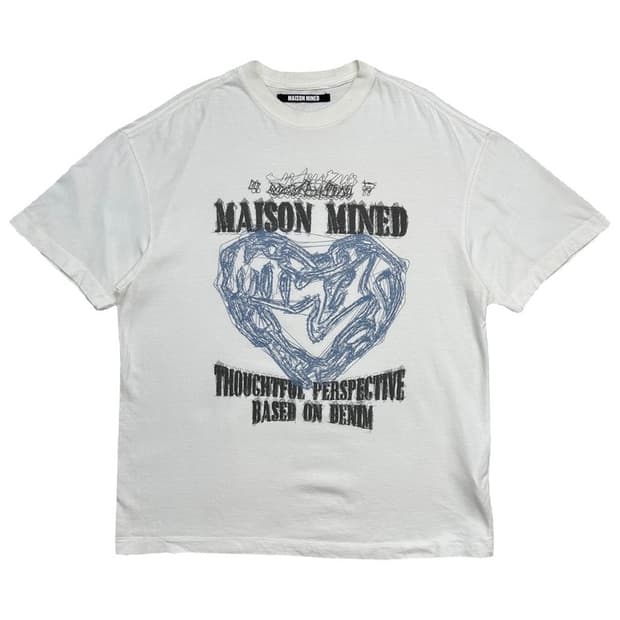 MAISON MINED 오버핏 반팔티 화이트 S