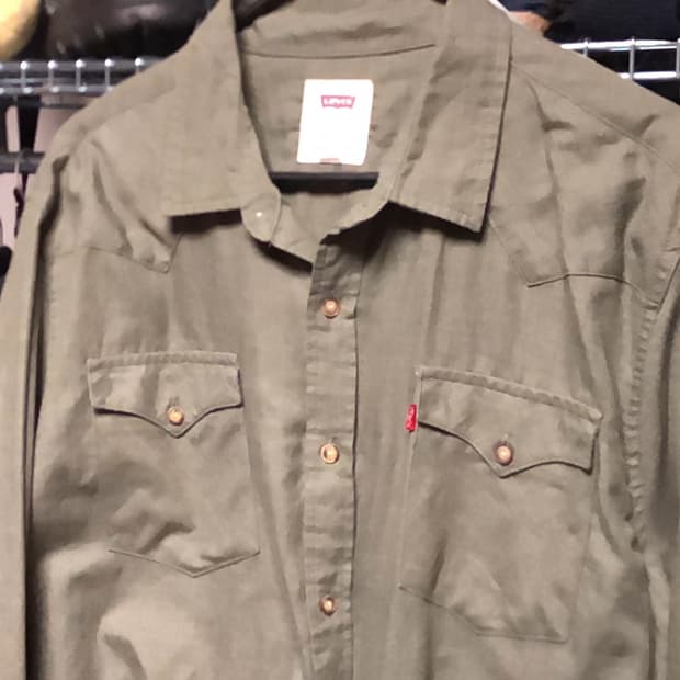 리바이스 올리브 웨스턴 셔츠 L