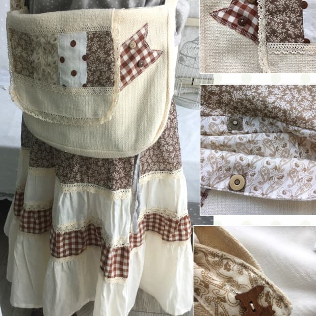 [HANDMADE] 핸드메이드 고양이 패치 크로스백 빈티지 모리걸 