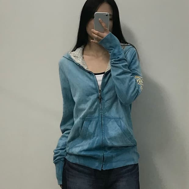 Salvage y2k 와투케 오리엔탈 레더 패치 후드집업