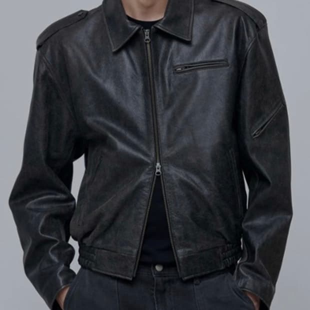 애니타임로릭 빈티지 레더 자켓 블랙 L