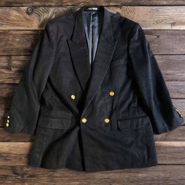 빈티지 100% 캐시미어 더블 브레스티드 네이비 금장 블레이저