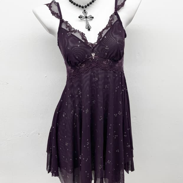 퍼플페어리 언발 레이스 슬립