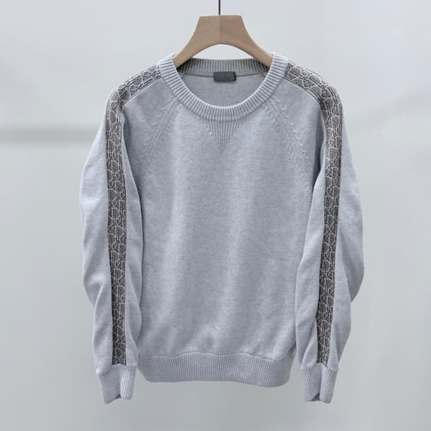 [S+급/M] 디올 오블리크 인서트 니트 스웨터 라이트 그레이