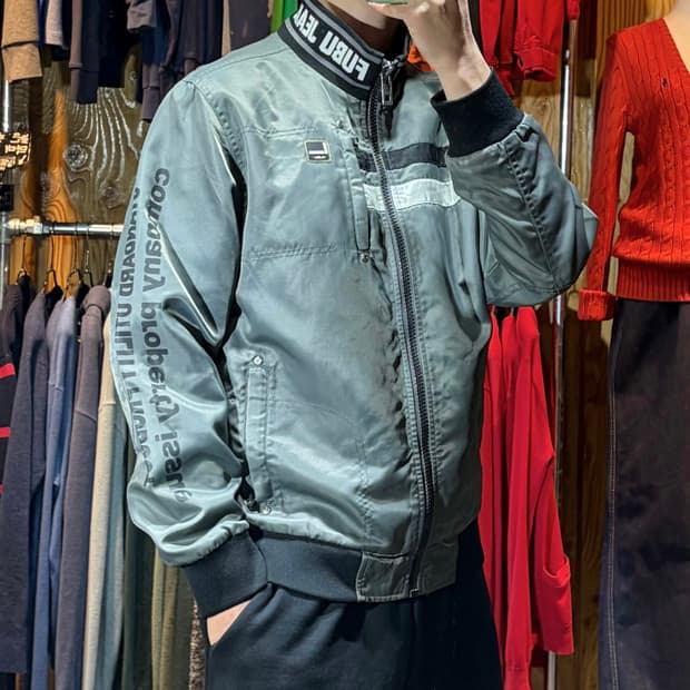 L FUBU 푸부 레터링 라인 다크실버 나일론 자켓