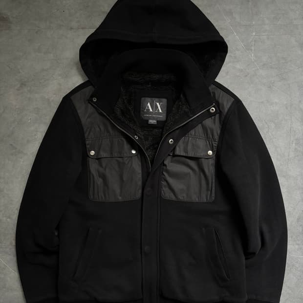 Armani Exchange 아르마니 익스체인지 블랙 퍼트리밍 후드집업 
