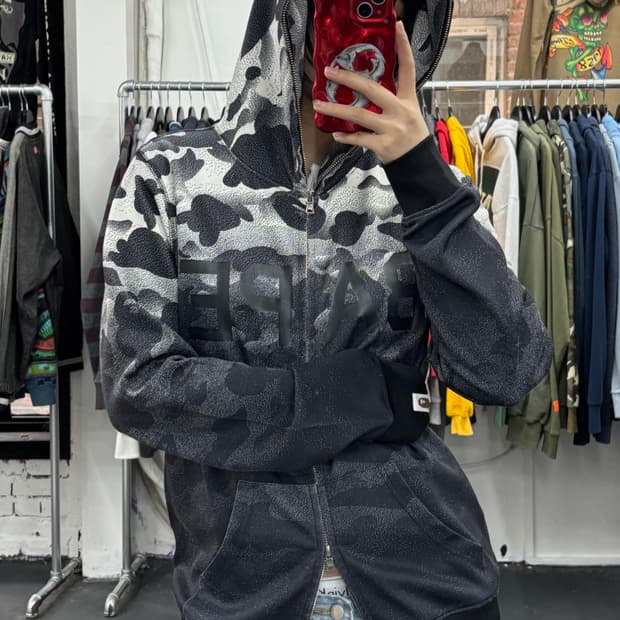 베이프 그라데이션 흑계 후드집업