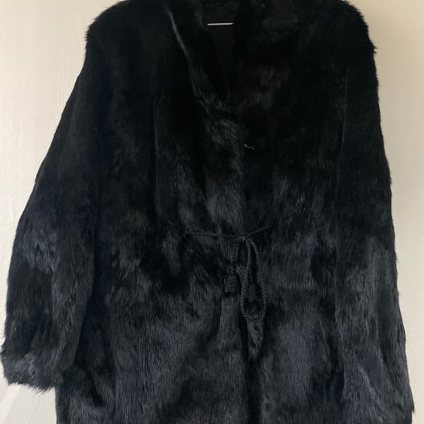 천연 모피 래빗 코트