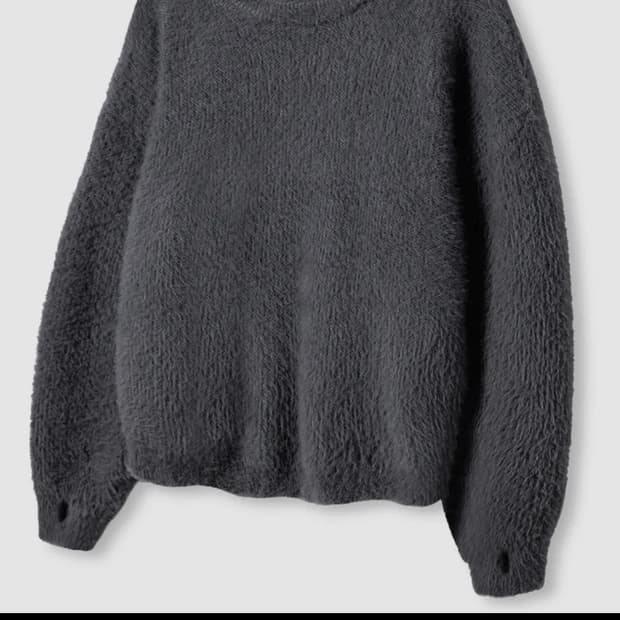 디미트리블랙 에센셜 헤어리 라운드 니트_차콜 그레이