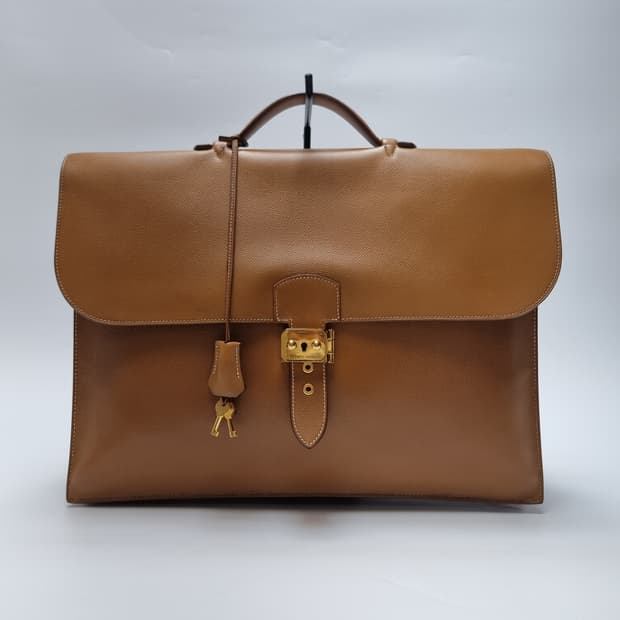 에르메스 삭아데페슈41 브라운 금장 브리프케이스 남여공용(최상급서류가방)