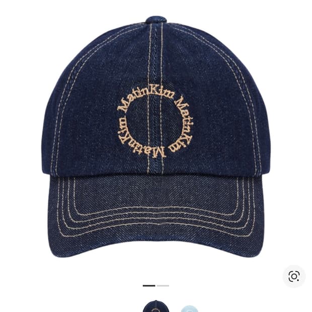 마뗑킴 데님 써클 로고 볼캡 블루 모자