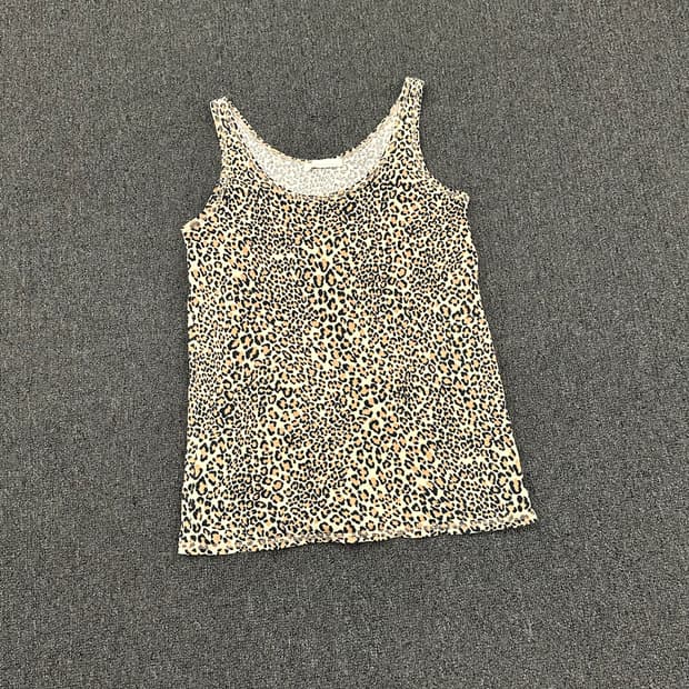 M)Japanese vintage 여성 레오파드 슬리브리스