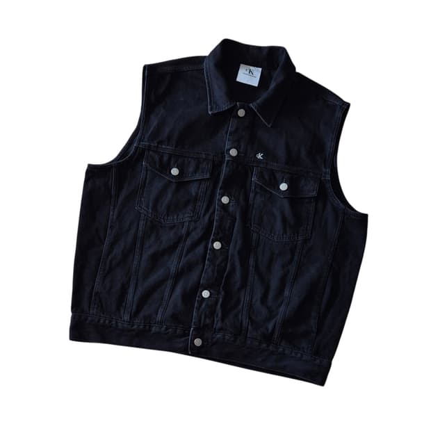 캘빈클라인 흑청 데님 조끼