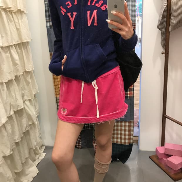 아베크롬비 네이비 핑크 로고 후드집업