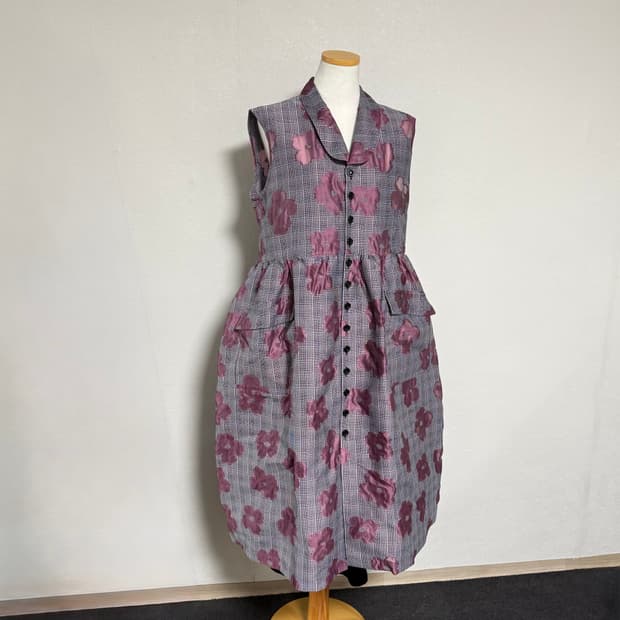 20aw 트리콧 꼼데가르송 플라워 벌룬 민소매원피스 m