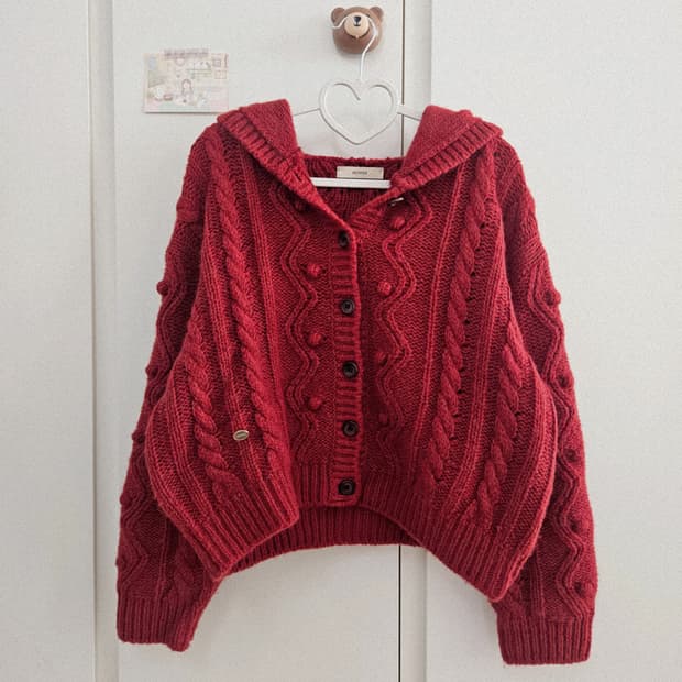 호와스 HOWUS 엔젠 니트가디건 (크리스마스 레드 니트)