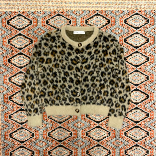 자라 호피 니트 가디건 여성S