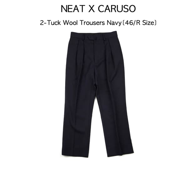 NEAT X CARUSO 2-Tuck Wool Trousers Navy