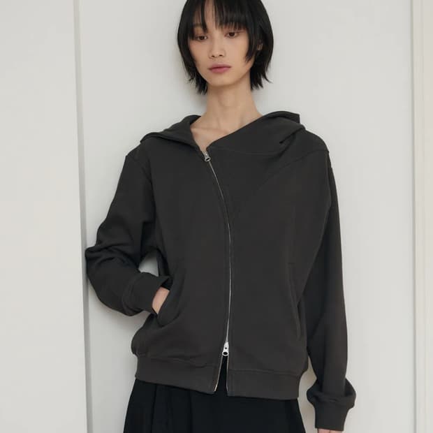 시스에이 언발란스 라인 코튼 후드집업