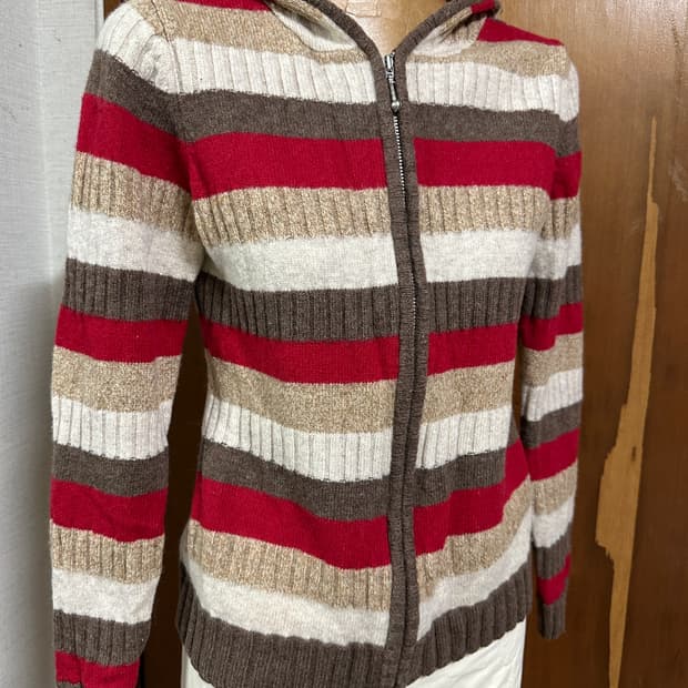attention wool100% 후드 니트 집업