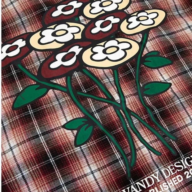 반디 더 핑크 플라워 플란넬 셔츠 버건디 m