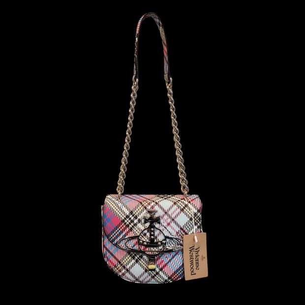 [정품] 비비안 웨스트우드 ORB 소피아 타탄 체크 새들백 숄더백 가방
