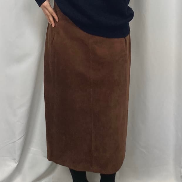 버버리 브라운 스웨이드 롱스커트