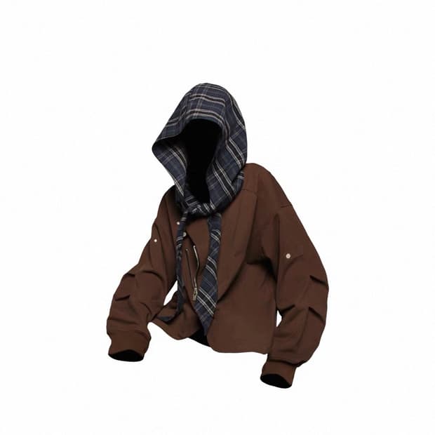 Relabel 체크후드 아우터