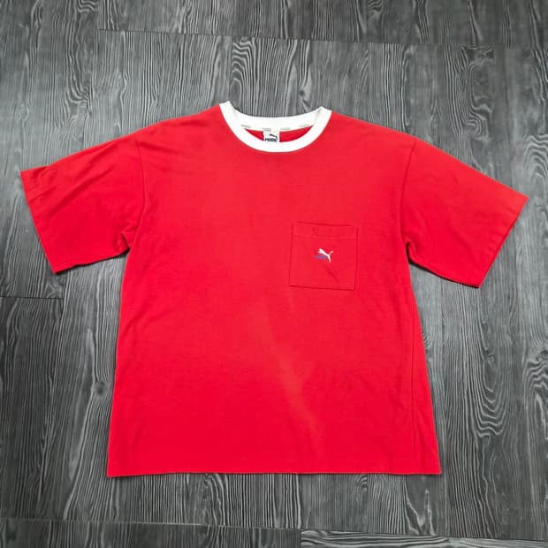 90s PUMA 빈티지 포켓 링거 티셔츠